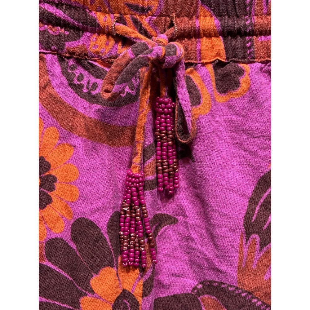 Farm Rio Shorts Womens XL Red Purple Paisley Print Linen Blend Colorful Resort - Picture 2 of 5
